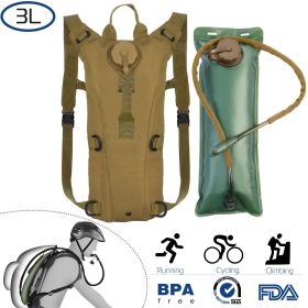 Tactical Hydration Pack 3L Water Bladder Adjustable Water Drink Backpack - Khaki - 3L