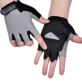 HOT Cycling Anti-slip Anti-sweat Men Women Half Finger Gloves Breathable Anti-shock Sports Gloves Bike Bicycle Glove - Type A--Gray - L