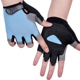 HOT Cycling Anti-slip Anti-sweat Men Women Half Finger Gloves Breathable Anti-shock Sports Gloves Bike Bicycle Glove - Type A--Blue - S