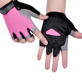 HOT Cycling Anti-slip Anti-sweat Men Women Half Finger Gloves Breathable Anti-shock Sports Gloves Bike Bicycle Glove - Type A--Pink - M