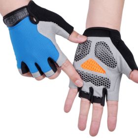 HOT Cycling Anti-slip Anti-sweat Men Women Half Finger Gloves Breathable Anti-shock Sports Gloves Bike Bicycle Glove - Type B--Blue2 - M