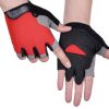 HOT Cycling Anti-slip Anti-sweat Men Women Half Finger Gloves Breathable Anti-shock Sports Gloves Bike Bicycle Glove - Type A--Red - L