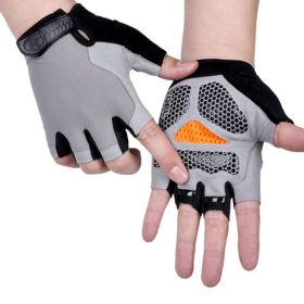 HOT Cycling Anti-slip Anti-sweat Men Women Half Finger Gloves Breathable Anti-shock Sports Gloves Bike Bicycle Glove - Type B--Gray - L