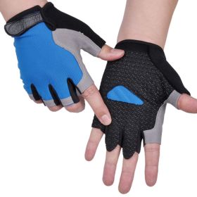 HOT Cycling Anti-slip Anti-sweat Men Women Half Finger Gloves Breathable Anti-shock Sports Gloves Bike Bicycle Glove - Type A--Blue1 - M