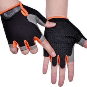 HOT Cycling Anti-slip Anti-sweat Men Women Half Finger Gloves Breathable Anti-shock Sports Gloves Bike Bicycle Glove - Type A--Orange - S