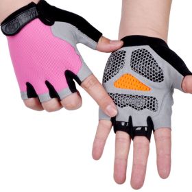 HOT Cycling Anti-slip Anti-sweat Men Women Half Finger Gloves Breathable Anti-shock Sports Gloves Bike Bicycle Glove - Type B--Pink - XL