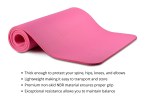 Thick Yoga and Pilates Exercise Mat with Carrying Strap - Pink