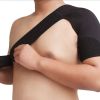 Unisex Left Shoulder Adjustable Breathable Gym Sports Care Single Shoulder Support Back Brace Guard Strap Wrap Belt Band Pads Black Bandage Warmer - b