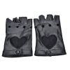 1Pair Women Punk Short Synthetic Leather Gloves Half Finger Fingerless Gloves Fashion Lady Handsome Black Gloves - Black