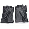 1Pair Women Punk Short Synthetic Leather Gloves Half Finger Fingerless Gloves Fashion Lady Handsome Black Gloves - Black