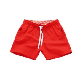 Beach Pants Men's Shorts Summer Surf Pants (Option: Red-L)