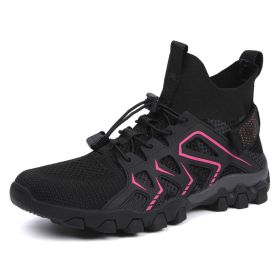 Men's And Women's Fashion Outdoor Hiking Shoes (Option: 9235Black Rose Red-39)