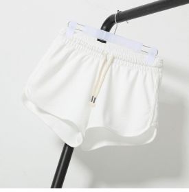 High Waist Hot Pants Loose Wide Leg Pants Casual Shorts (Option: White-L)