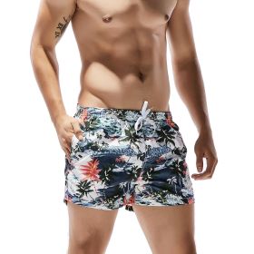 Men's Beach Pants Coconut Print Quick-dry Pants Fashion Casual Shorts (Option: White-M)