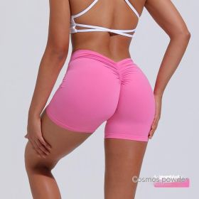 Women's Nylon Tight Shorts Training Sports Running (Option: Calliopsis Pink-XS)