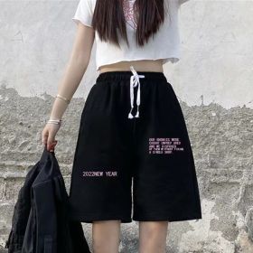 Summer New Loose High Waist Slimming Black Wide-leg Sports Shorts For Women (Option: 238 Black-XL)